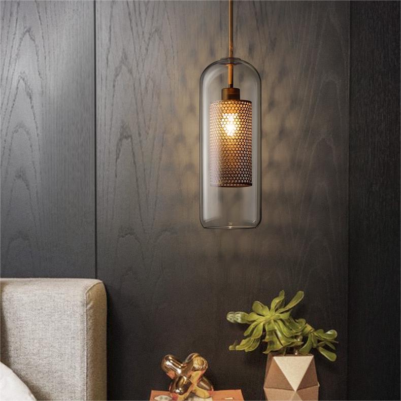 Modern Hanging Ceiling Fixture with Clear Glass Shade & Brass Hardware for Kitchen Island, Dining Room | Thomler