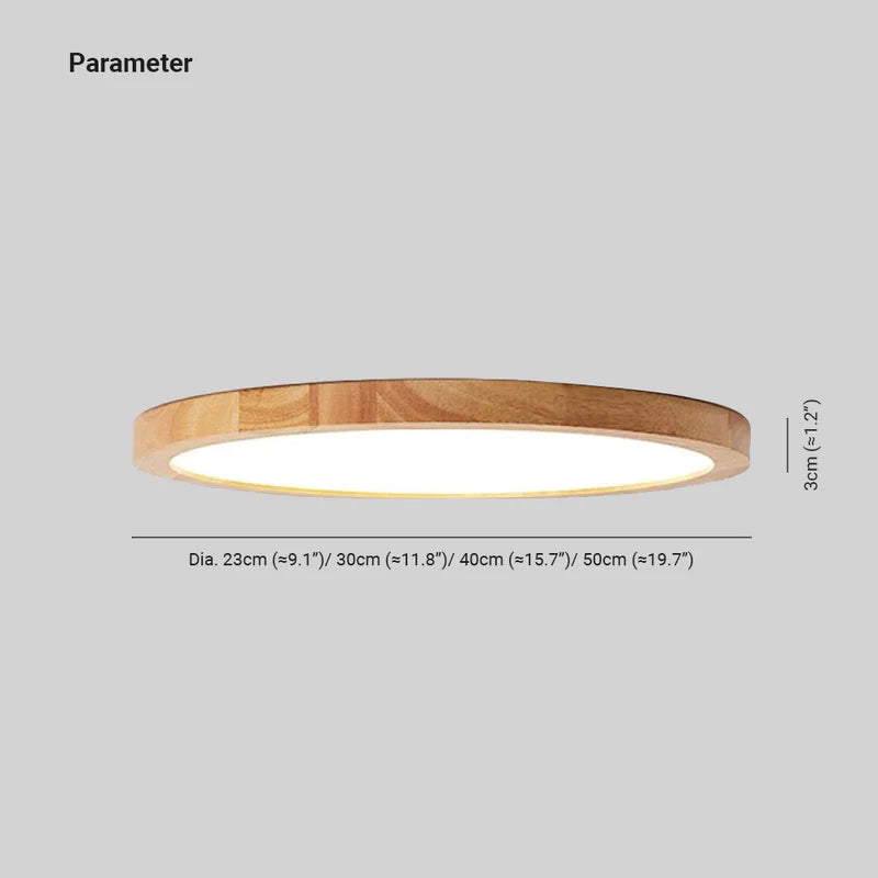 Round Wood Flush Mount Ceiling Light – Modern LED Fixture for Living Room, Bedroom & Kitchen | Thomler