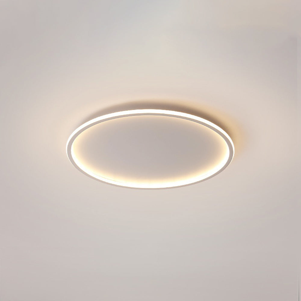 Dimmable Round LED Flush Mount Ceiling Light for Bedroom Living Room | Black White Metal Acrylic | Indoor Hardwired 12-20 Inch Fixture | Thomler
