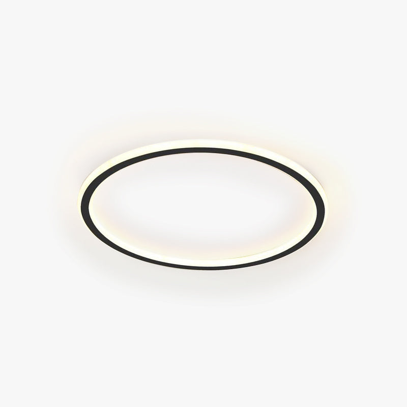 Dimmable Round LED Flush Mount Ceiling Light for Bedroom Living Room | Black White Metal Acrylic | Indoor Hardwired 12-20 Inch Fixture | Thomler