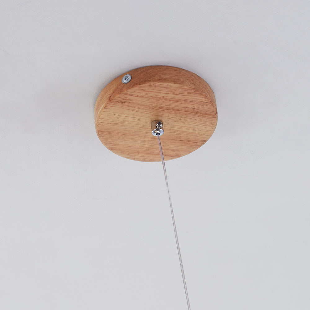 Bubble Glass Pendant Light with Wood Canopy – Modern Orb Ceiling Fixture for Dining Room & Living Room | Thomler