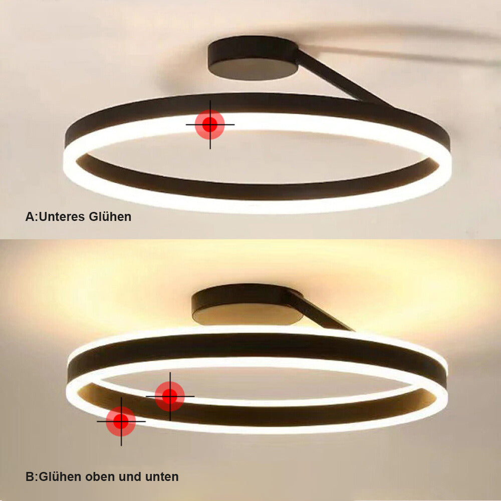 Ceiling Lamp Metal Ring LED 50.0 cm Black White Living Room Bedroom Dimmable Modern Flush Mount Light Fixture | Thomler