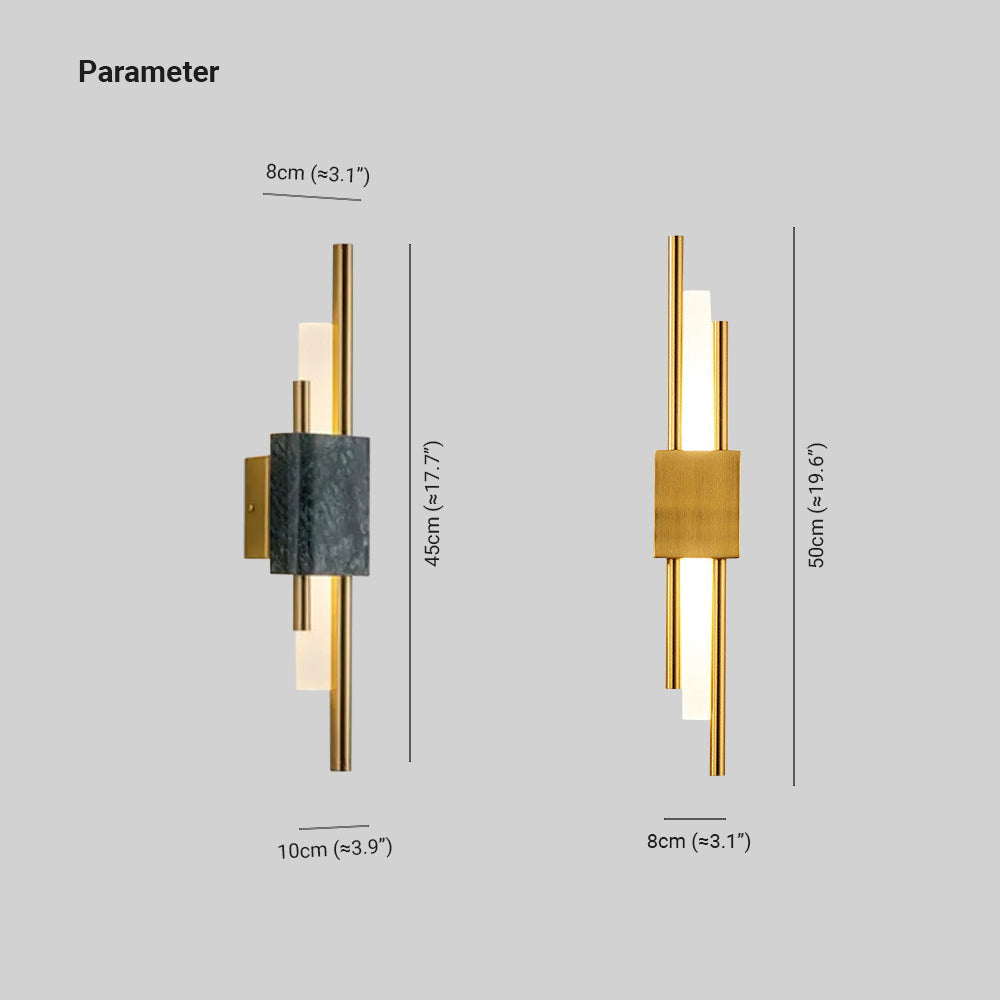 Modern Linear Wall Sconce with Marble Accents – Metal Construction, Warm LED Lighting for Bedroom & Living Room | Thomler
