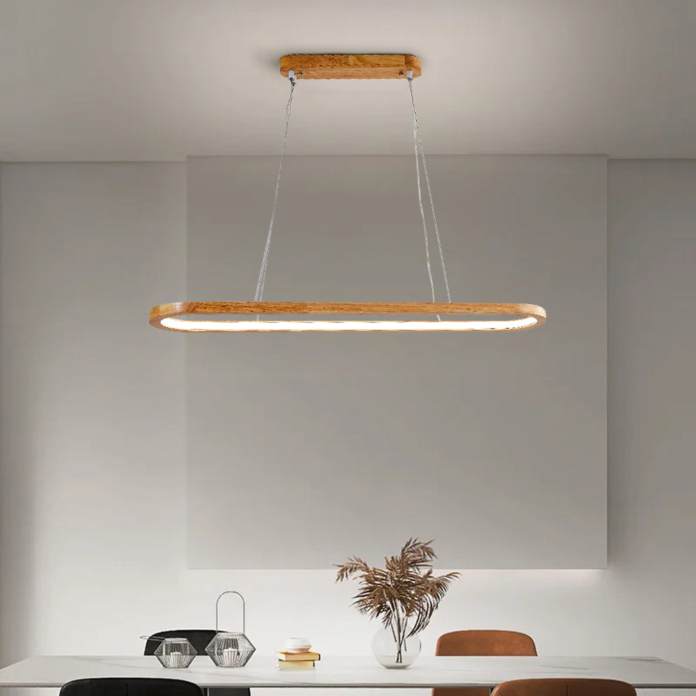 Hanging Ceiling Fixture with Natural Wood Finish & Acrylic Diffuser for Dining Rooms, Kitchen Islands & Living Spaces | Thomler