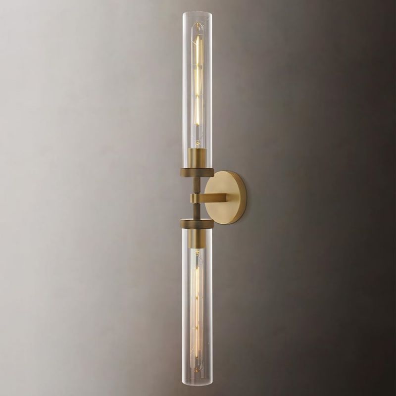 Crystal Wall Sconce Light Fixture Brass Finish for Bedroom Hallway Entryway Living Room Bathroom Vanity Hardwired Dimmable | Thomler