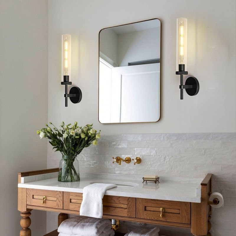 Crystal Wall Sconce Light Fixture Brass Finish for Bedroom Hallway Entryway Living Room Bathroom Vanity Hardwired Dimmable | Thomler