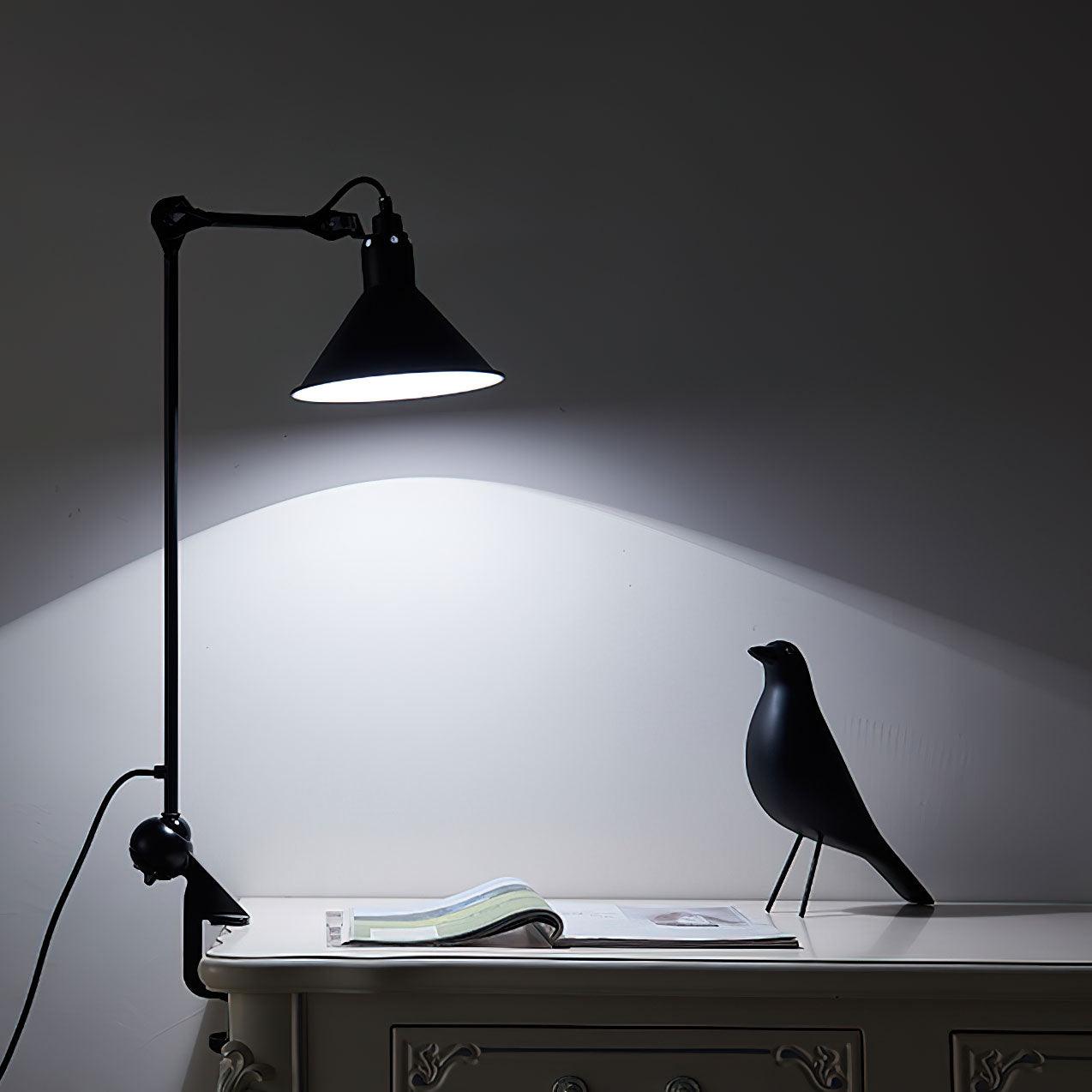 Desk Lamp Iron Adjustable Arm 8.3 in Clip On Black Task Lighting Workspace Reading Light Industrial | Thomler