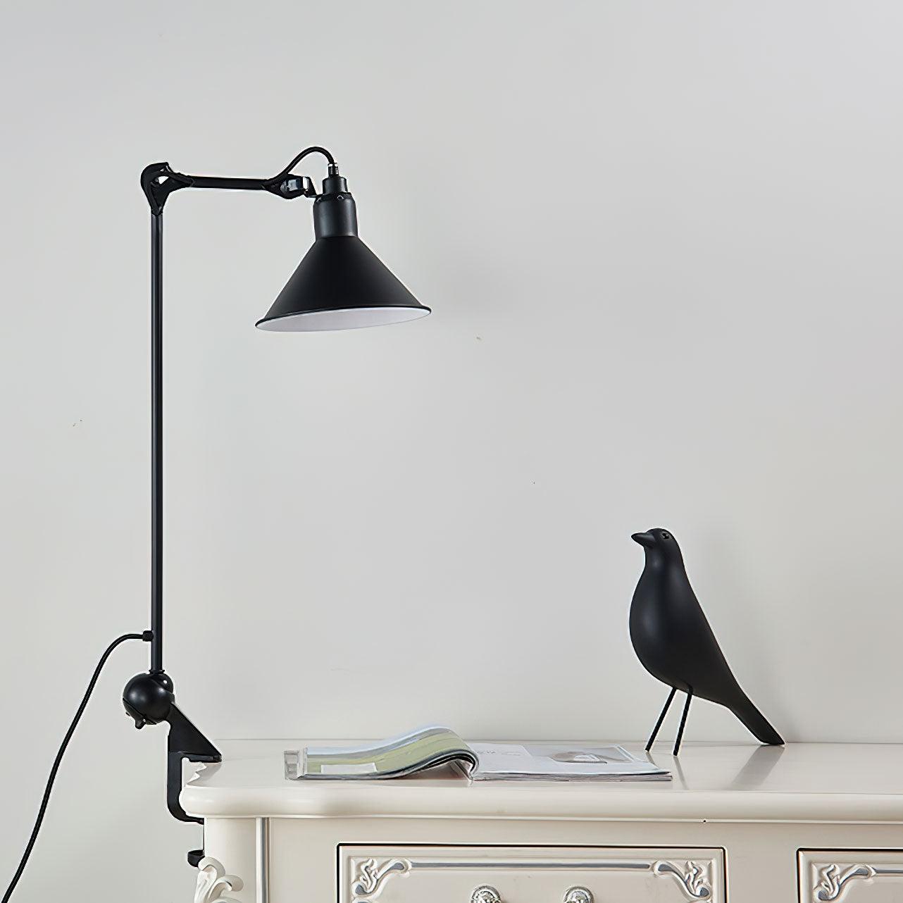 Desk Lamp Iron Adjustable Arm 8.3 in Clip On Black Task Lighting Workspace Reading Light Industrial | Thomler