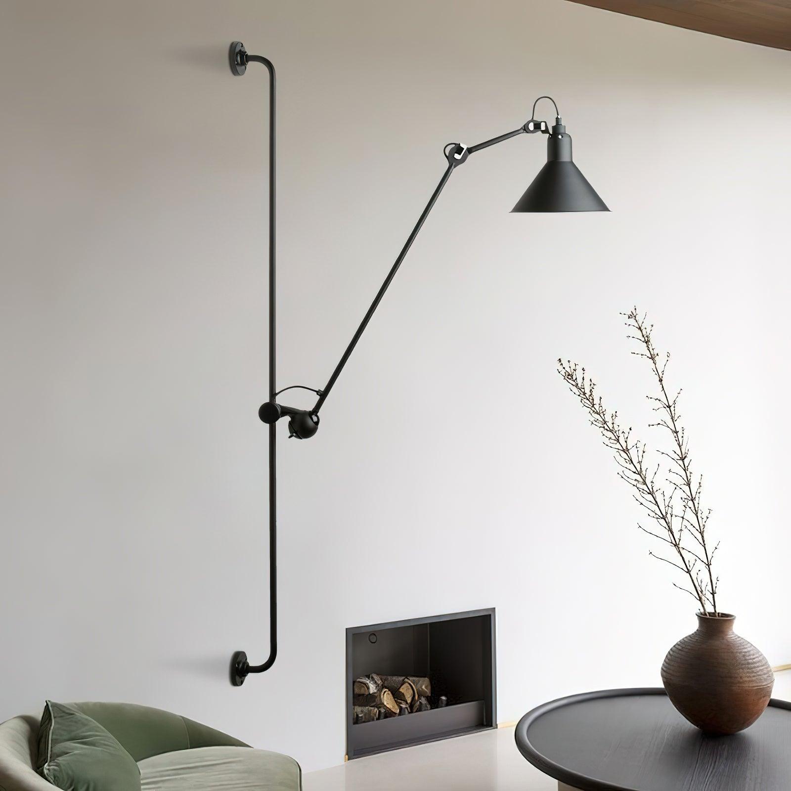 Articulating Swing Arm Sconce Matte Black 46.5 Inch Reach Bedside Reading Light for Bedroom Office Hallway Adjustable Wall-Mounted Task Lamp | Thomler