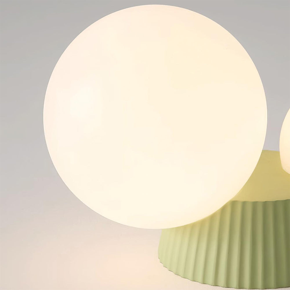 Twin Globe Ceiling Light with Green Base – Modern Two-Bulb Flush Mount for Living Room & Bedroom | Thomler