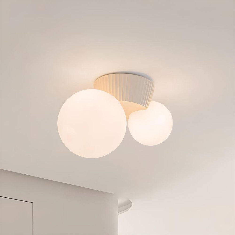 Twin Globe Ceiling Light with Green Base – Modern Two-Bulb Flush Mount for Living Room & Bedroom | Thomler