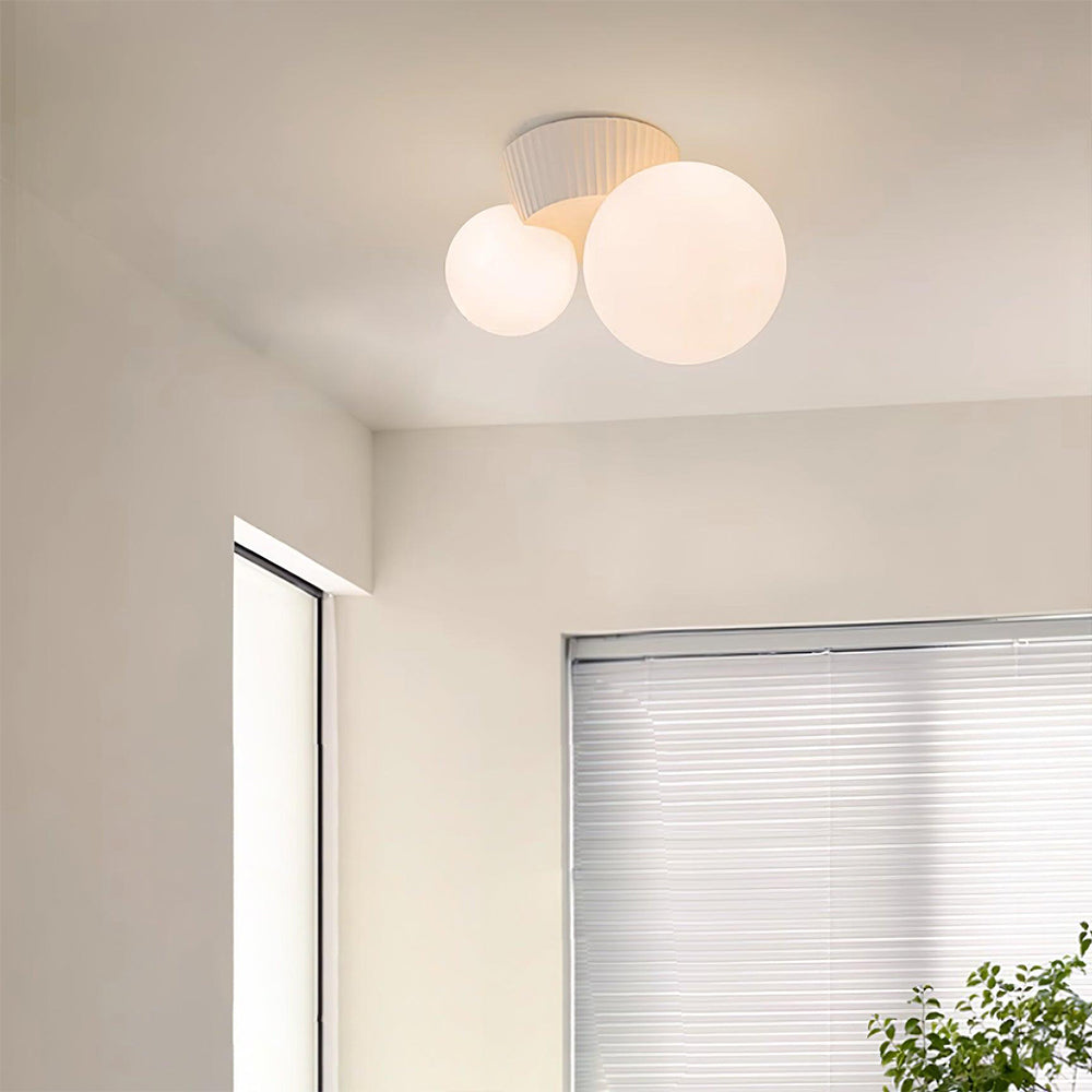 Twin Globe Ceiling Light with Green Base – Modern Two-Bulb Flush Mount for Living Room & Bedroom | Thomler