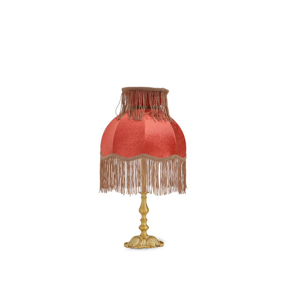 Table Lamp Brass Fabric 9.4 in Red Indoor Accent LED Edison Bulb Use Decorative Nightstand Lighting | Thomler