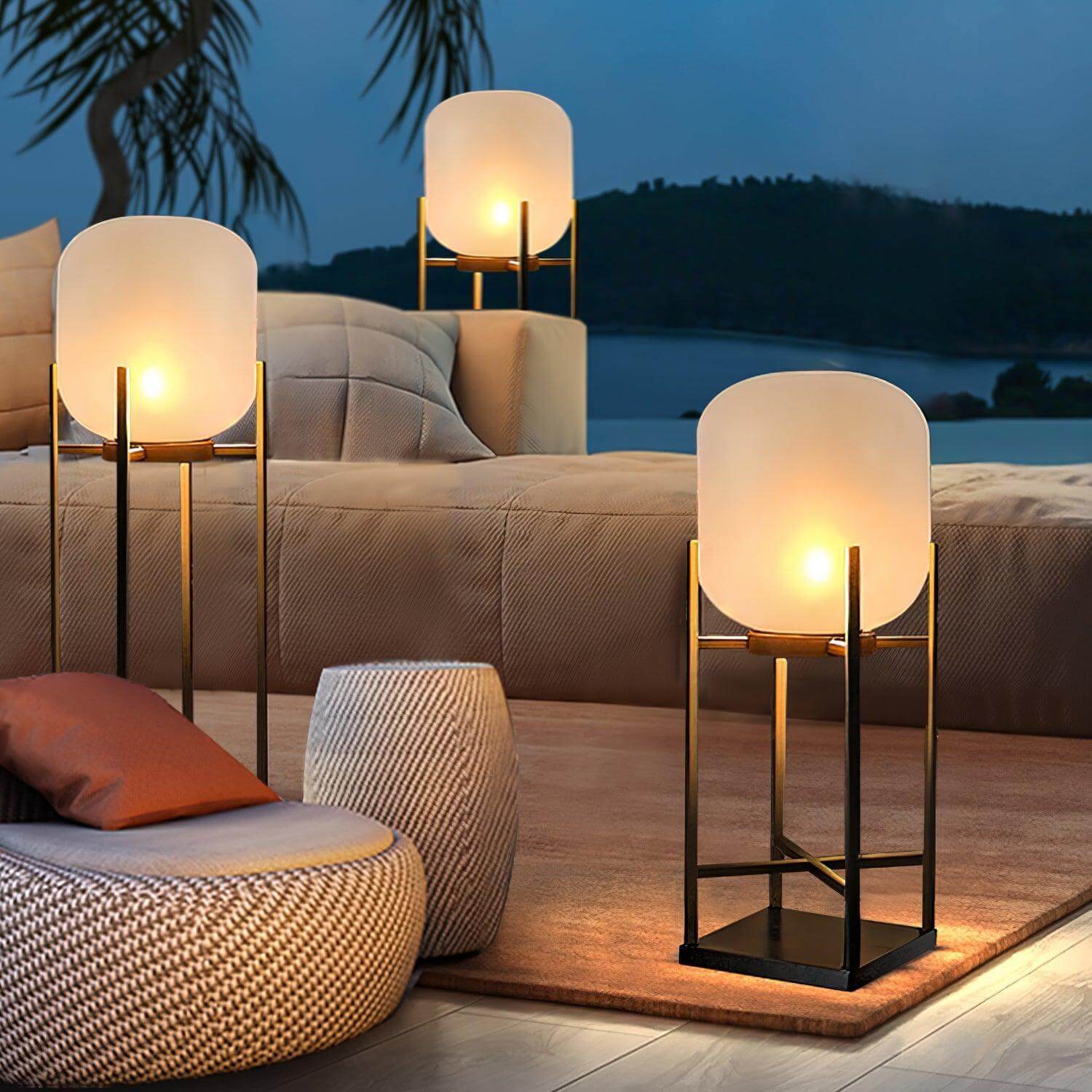 Outdoor Floor Lamp Stainless Steel LED 18.9 in Adjustable Garden Patio Lantern Warm Neutral Cool Light | Thomler