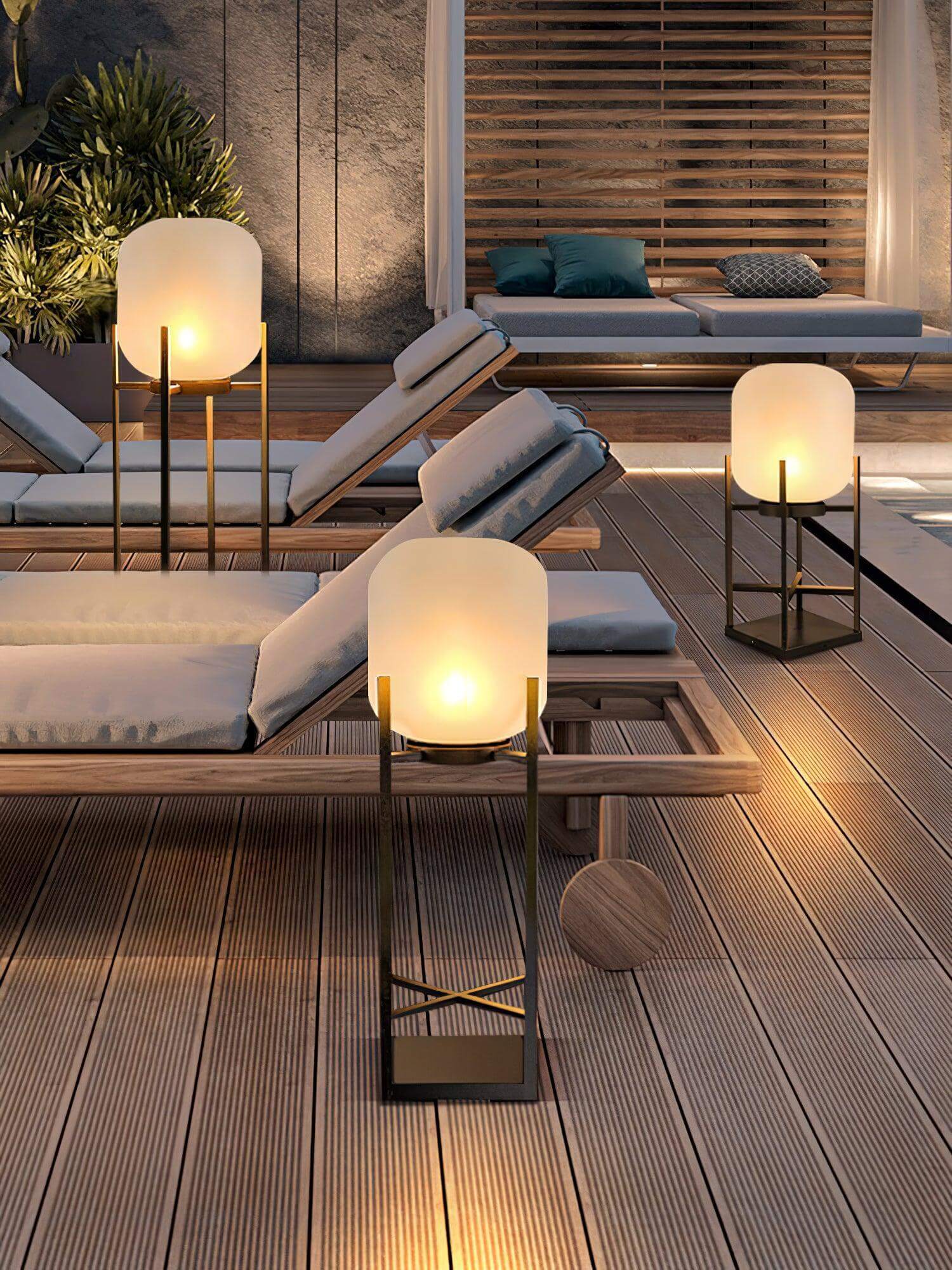 Outdoor Floor Lamp Stainless Steel LED 18.9 in Adjustable Garden Patio Lantern Warm Neutral Cool Light | Thomler