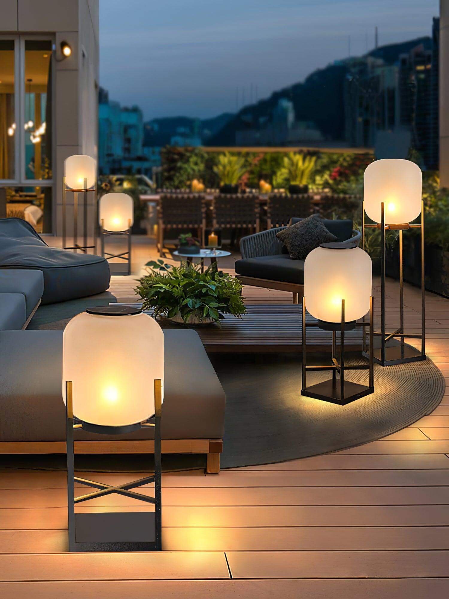 Outdoor Floor Lamp Stainless Steel LED 18.9 in Adjustable Garden Patio Lantern Warm Neutral Cool Light | Thomler