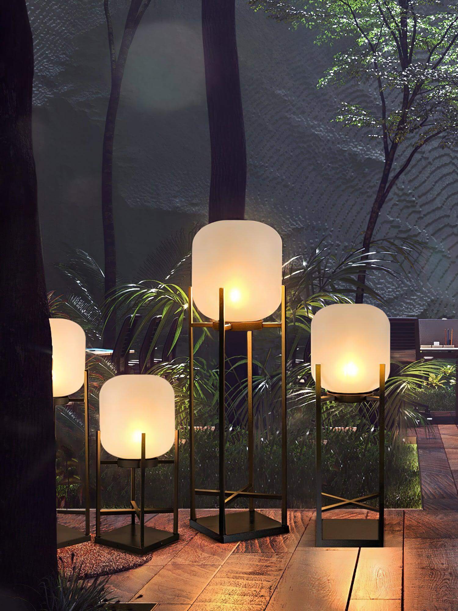 Outdoor Floor Lamp Stainless Steel LED 18.9 in Adjustable Garden Patio Lantern Warm Neutral Cool Light | Thomler