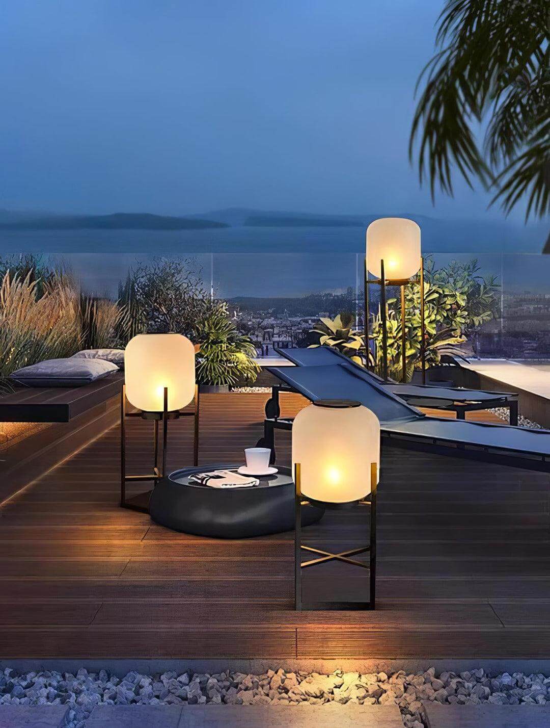 Outdoor Floor Lamp Stainless Steel LED 18.9 in Adjustable Garden Patio Lantern Warm Neutral Cool Light | Thomler