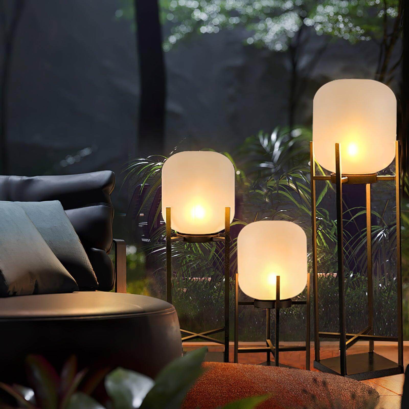 Outdoor Floor Lamp Stainless Steel LED 18.9 in Adjustable Garden Patio Lantern Warm Neutral Cool Light | Thomler