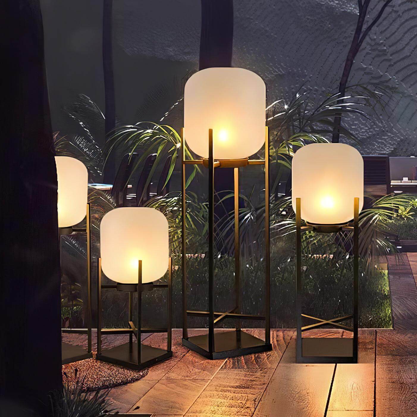 Outdoor Floor Lamp Stainless Steel LED 18.9 in Adjustable Garden Patio Lantern Warm Neutral Cool Light | Thomler