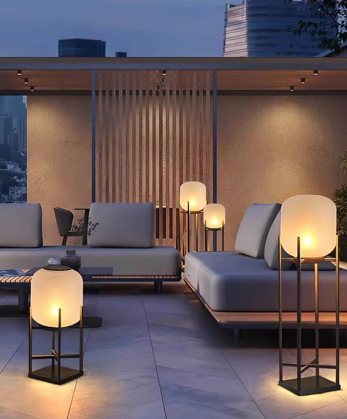 Outdoor Floor Lamp Stainless Steel LED 18.9 in Adjustable Garden Patio Lantern Warm Neutral Cool Light | Thomler