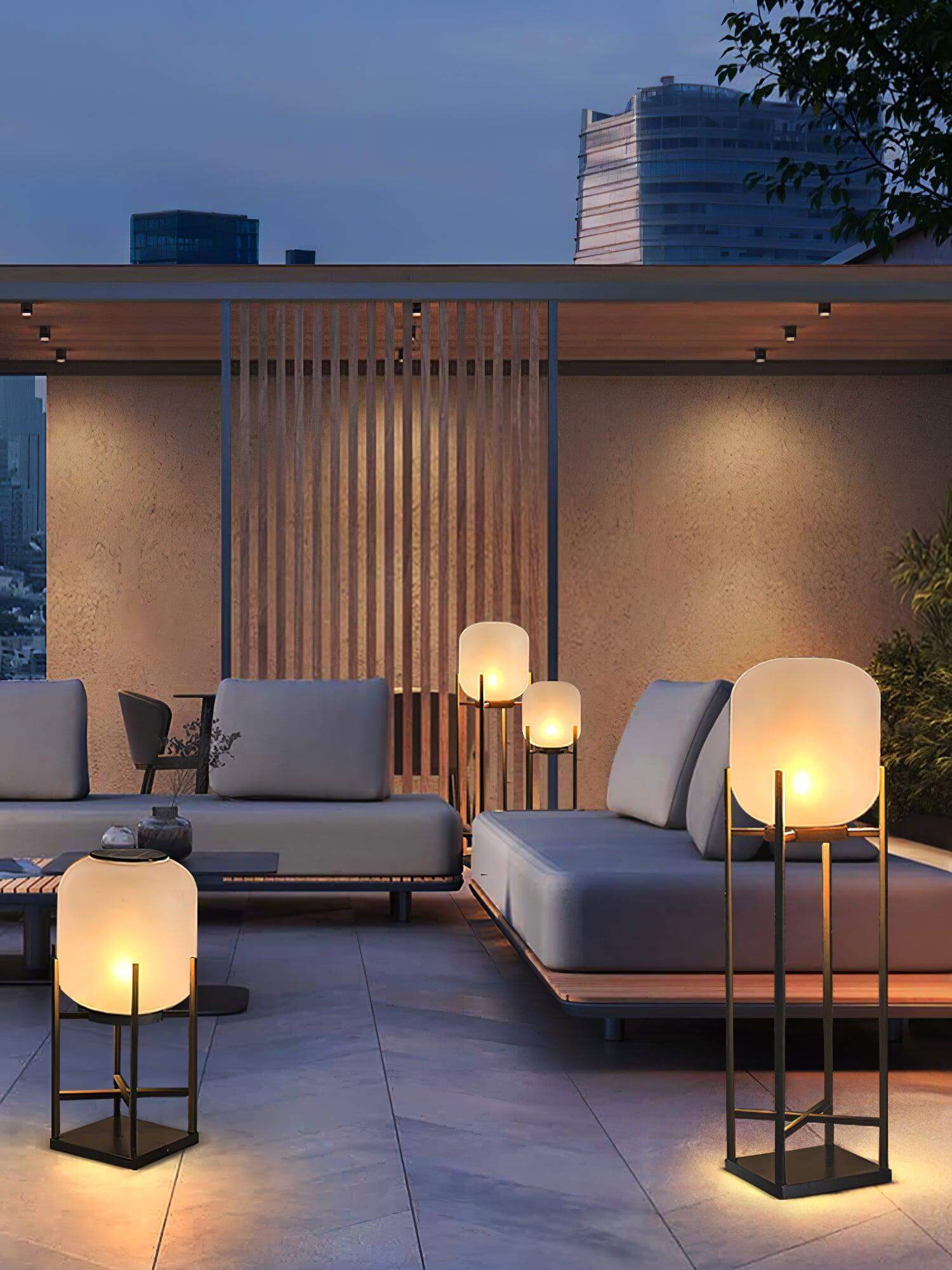 Outdoor Floor Lamp Stainless Steel LED 18.9 in Adjustable Garden Patio Lantern Warm Neutral Cool Light | Thomler