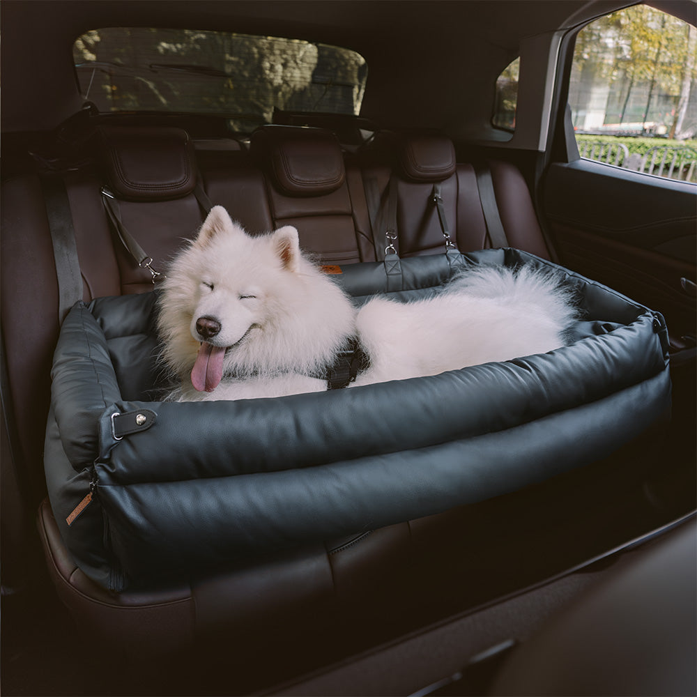 Pet Car Booster Seat Elevated Travel Bed for Small Dogs Cats Padded Safety Cushion with Leash Attachment Waterproof Faux Leather for | Thomler