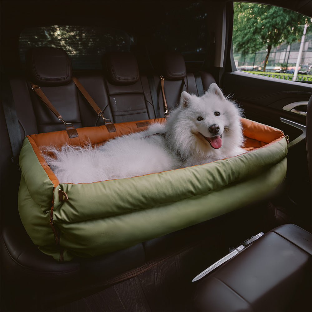 Pet Car Booster Seat Elevated Travel Bed for Small Dogs Cats Padded Safety Cushion with Leash Attachment Waterproof Faux Leather for | Thomler
