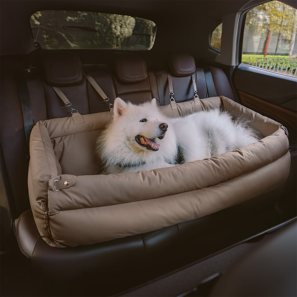 Pet Car Booster Seat Elevated Travel Bed for Small Dogs Cats Padded Safety Cushion with Leash Attachment Waterproof Faux Leather for | Thomler