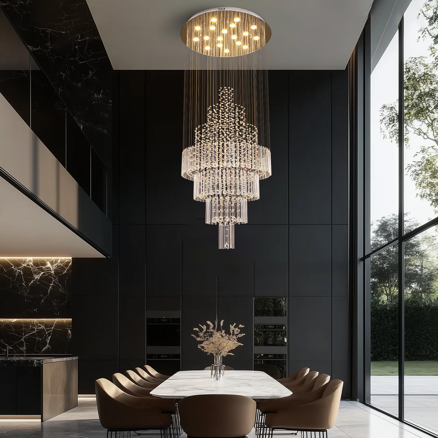 Spiral Crystal Chandelier with Adjustable Height for Grand Entryways and Foyers | Thomler