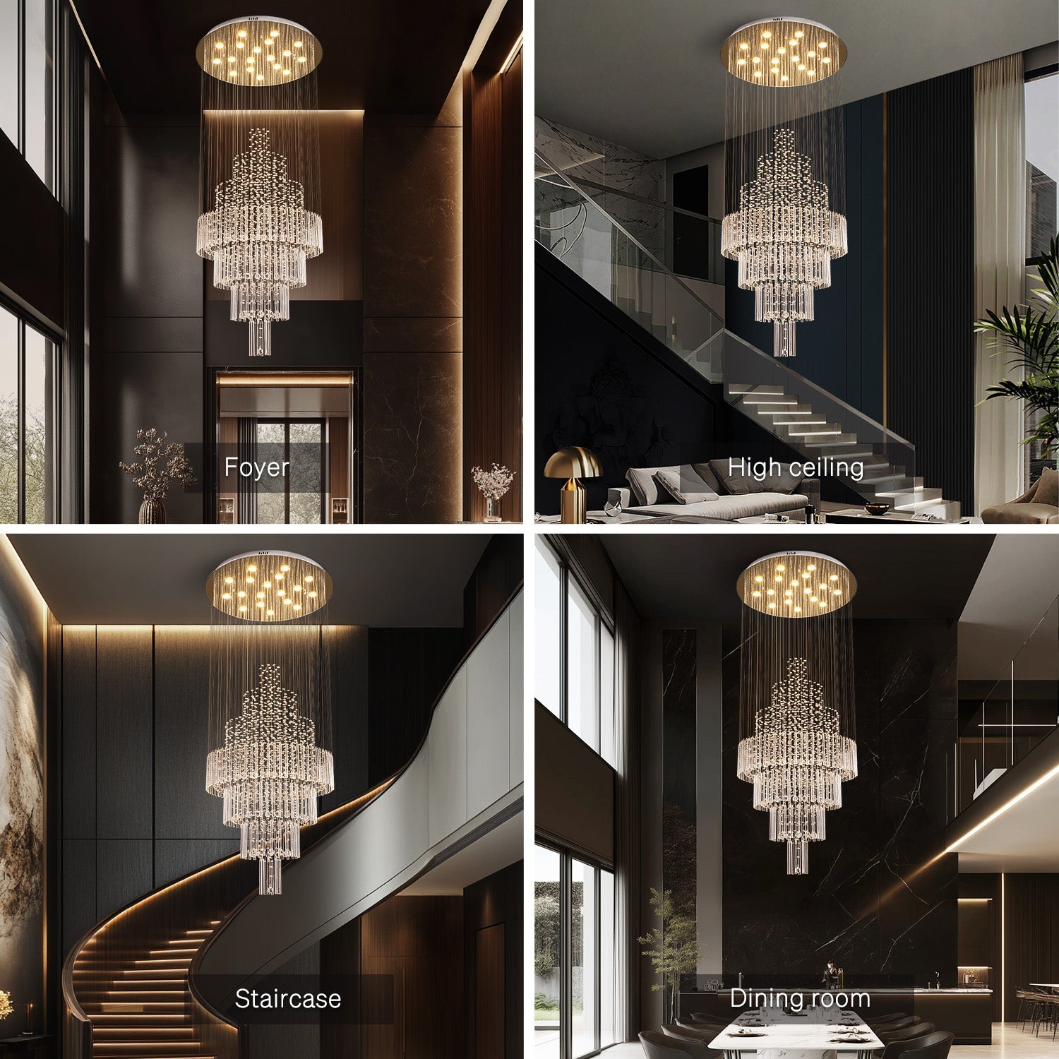 Spiral Crystal Chandelier with Adjustable Height for Grand Entryways and Foyers | Thomler