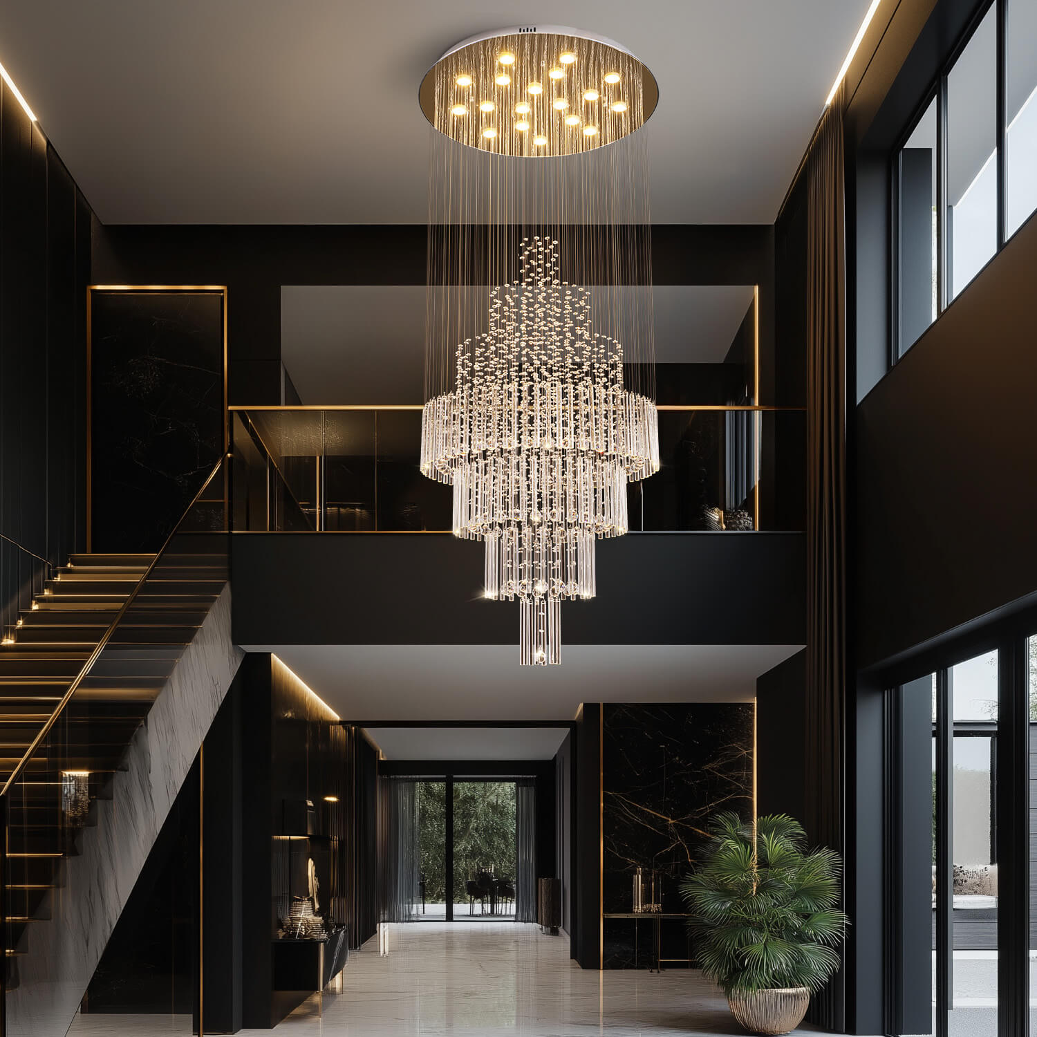 Spiral Crystal Chandelier with Adjustable Height for Grand Entryways and Foyers | Thomler