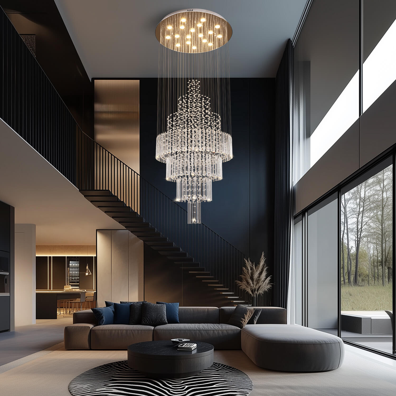 Spiral Crystal Chandelier with Adjustable Height for Grand Entryways and Foyers | Thomler