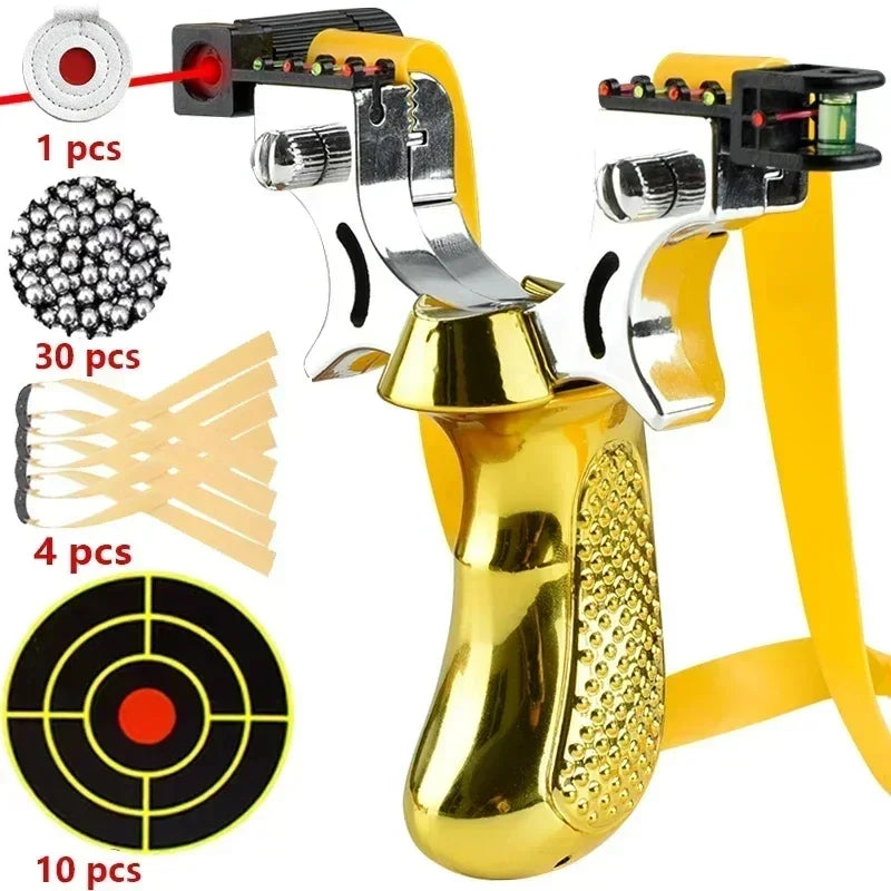 Handheld Catapult with LED Aim Guide, Bubble Level & Textured Handgrip for Backyard Target Shooting | Thomler