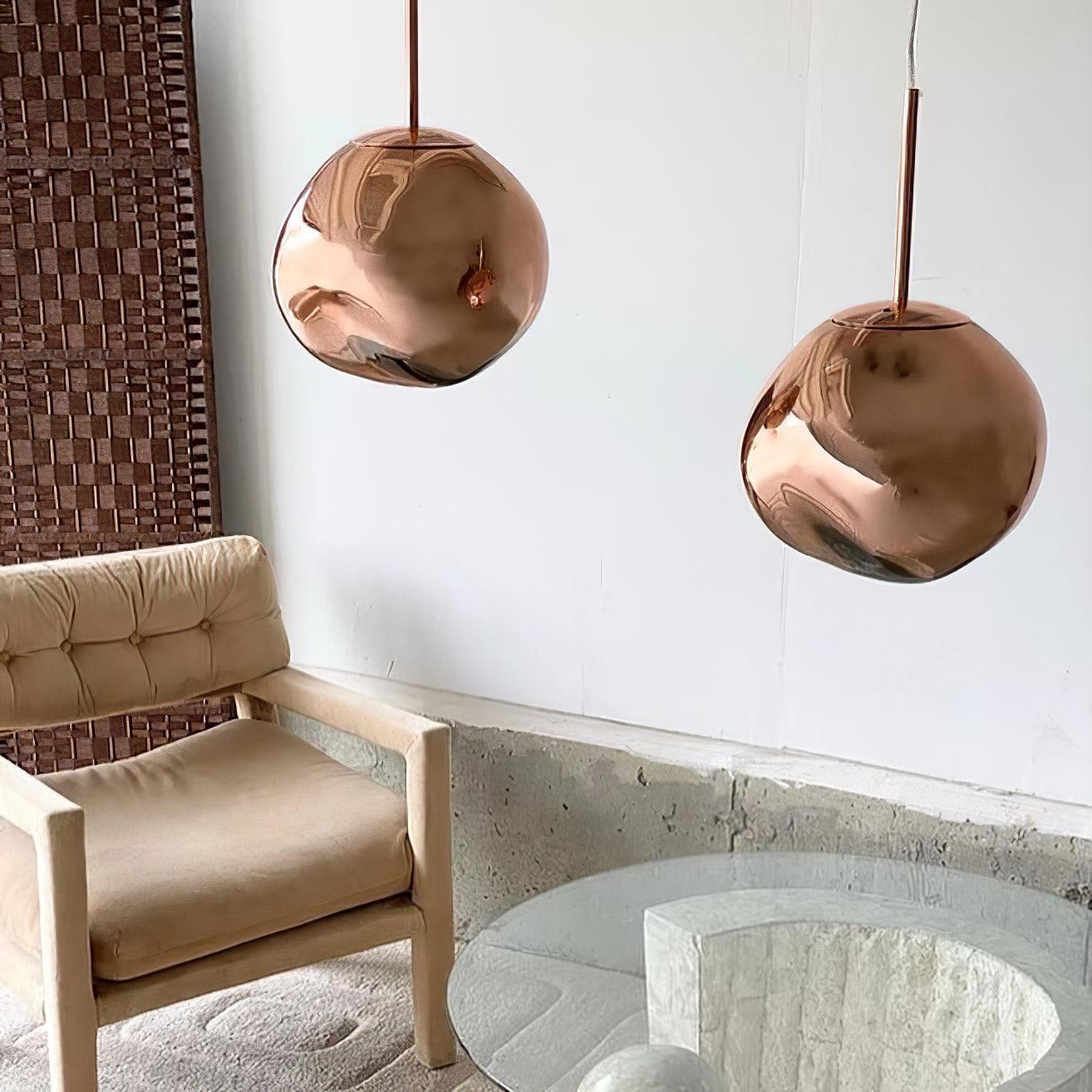 Pendant Lamp Metal 11 in Adjustable Ceiling Light Silver Gold Rose Gold Smoky Gray | Thomler