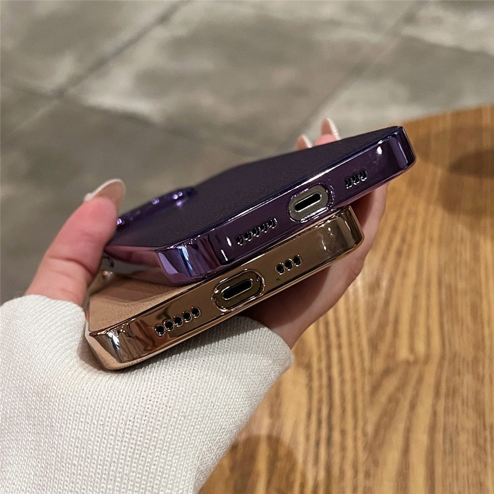 Premium Genuine Leather iPhone Case with Metal Frame Protection for 13-17 Series | Thomler