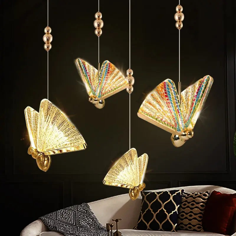 Pendant Light Glass Butterfly Shade 8.5 in LED Adjustable Bedroom Hanging Ceiling Lamp Decorative Colorful | Thomler