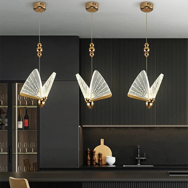 Pendant Light Glass Butterfly Shade 8.5 in LED Adjustable Bedroom Hanging Ceiling Lamp Decorative Colorful | Thomler