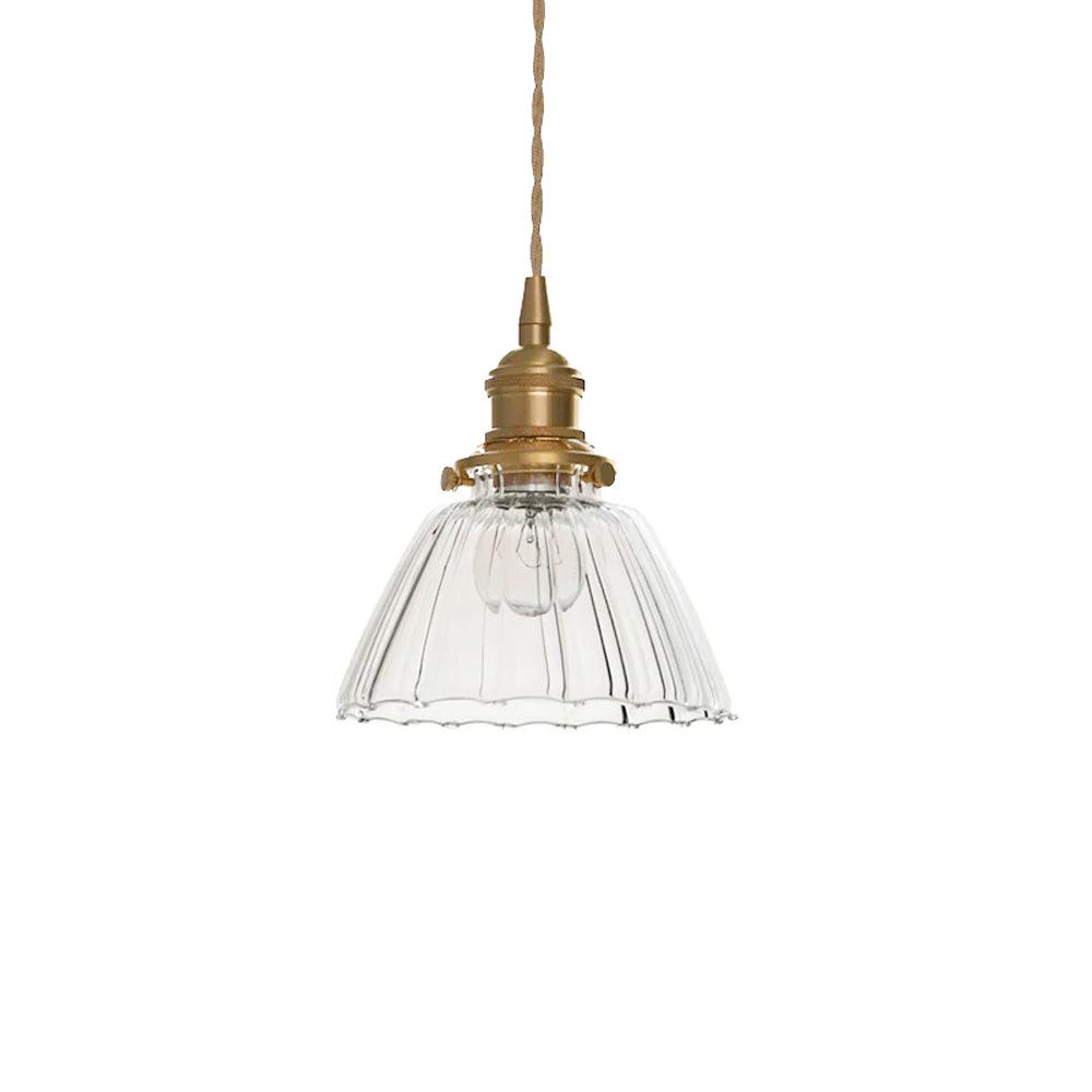Pendant Light Brass Clear Glass Shade 5.5 in Kitchen Island Dining Hanging Adjustable Cord E26 Single Bulb Minimalist Ceiling Fixture | Thomler