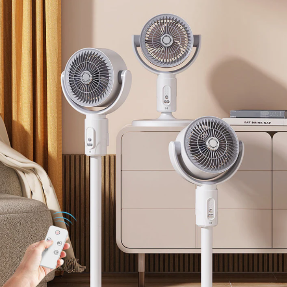Whisper-Quiet Pedestal Fan with Remote Control – 5 Speed Settings & Adjustable Height for Office & Bedroom | Thomler