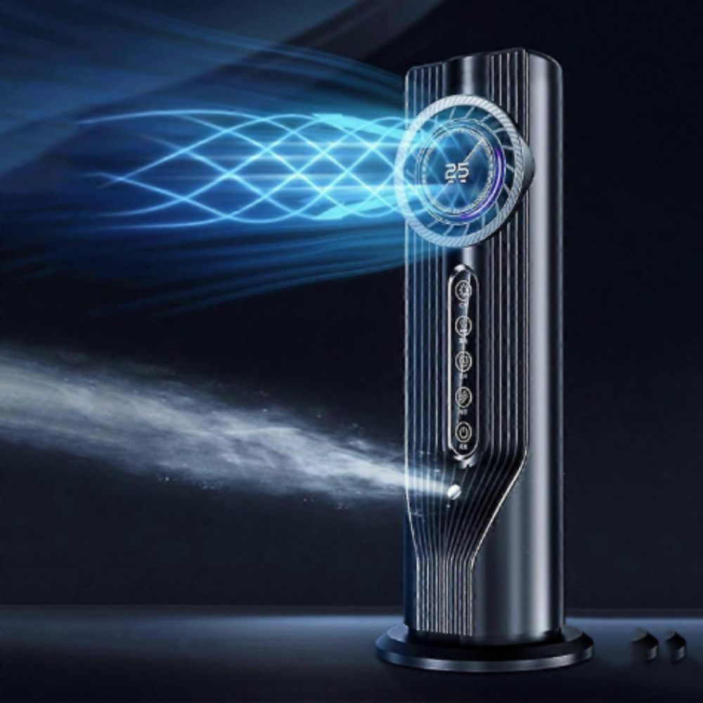 Personal Tower Fan with Water Cooling Tank & 6 Speeds – Quiet USB Desktop Evaporative Cooler for Bedroom, Office & Nightstand – Adjustable | Thomler