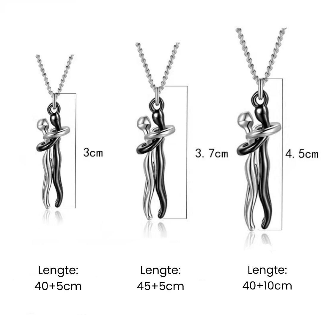 Embrace Necklace Pendant Couple Gift Adjustable Chain Hypoallergenic Stainless Steel Jewelry for Women Men Anniversary Valentine's Day | Thomler