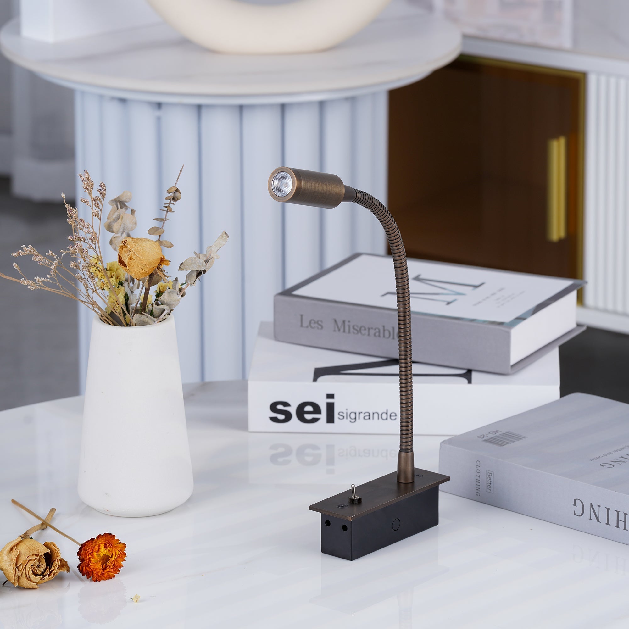 Wall Lamp Aluminum 13.8 in Adjustable LED Indoor Reading Light Black Brushed Bronze Sand Nickel | Thomler