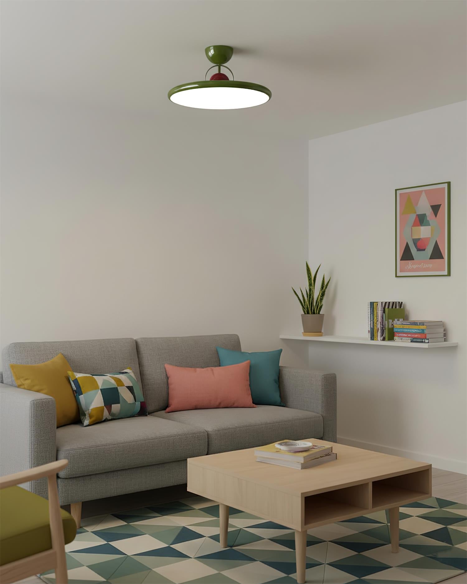 Ceiling Lamp Metal Integrated LED 15.7 in 9.4 in Chrome Green Beige Indoor Lighting Modern Home Dining Room Kitchen Fixture | Thomler