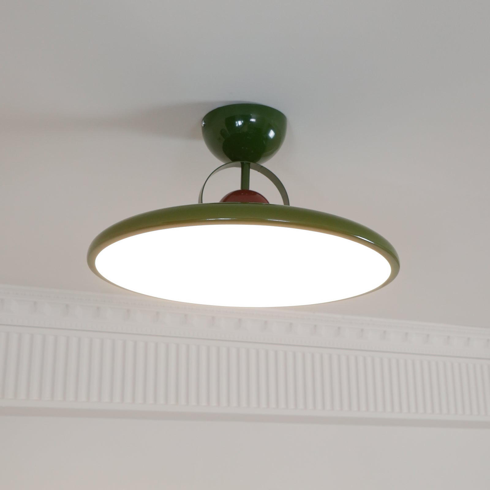 Ceiling Lamp Metal Integrated LED 15.7 in 9.4 in Chrome Green Beige Indoor Lighting Modern Home Dining Room Kitchen Fixture | Thomler