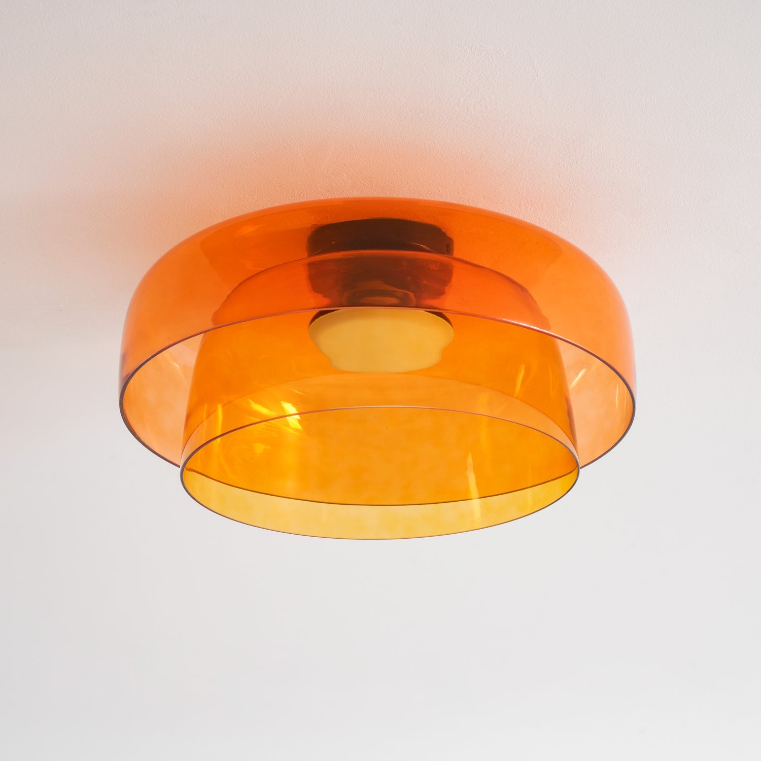 Ceiling Light Glass Metal 16.5 in Layered LED Indoor Living Room Bedroom Flush Mount Fixture | Thomler