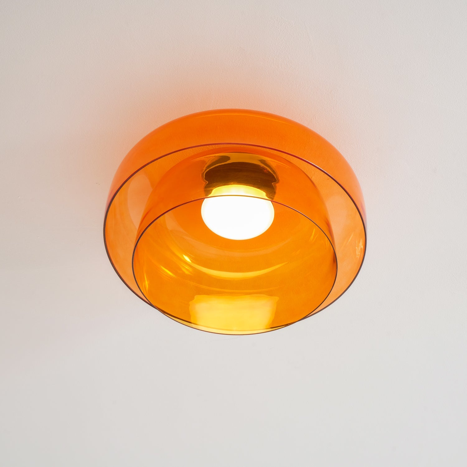 Ceiling Light Glass Metal 16.5 in Layered LED Indoor Living Room Bedroom Flush Mount Fixture | Thomler