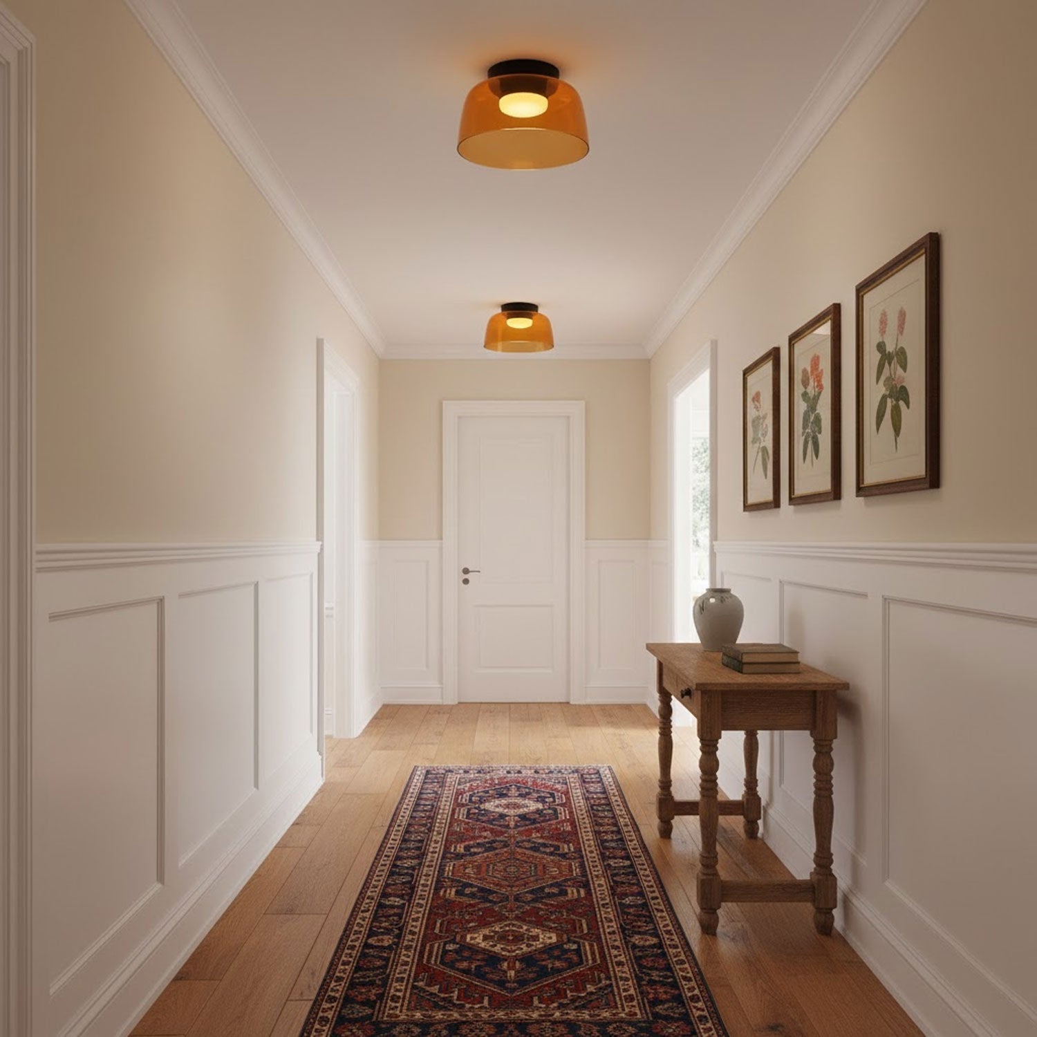 Ceiling Light Glass Metal 16.5 in Layered LED Indoor Living Room Bedroom Flush Mount Fixture | Thomler