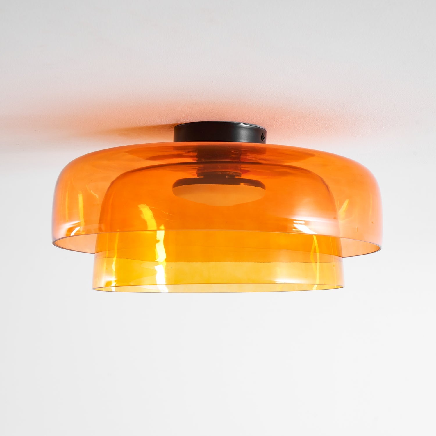 Ceiling Light Glass Metal 16.5 in Layered LED Indoor Living Room Bedroom Flush Mount Fixture | Thomler