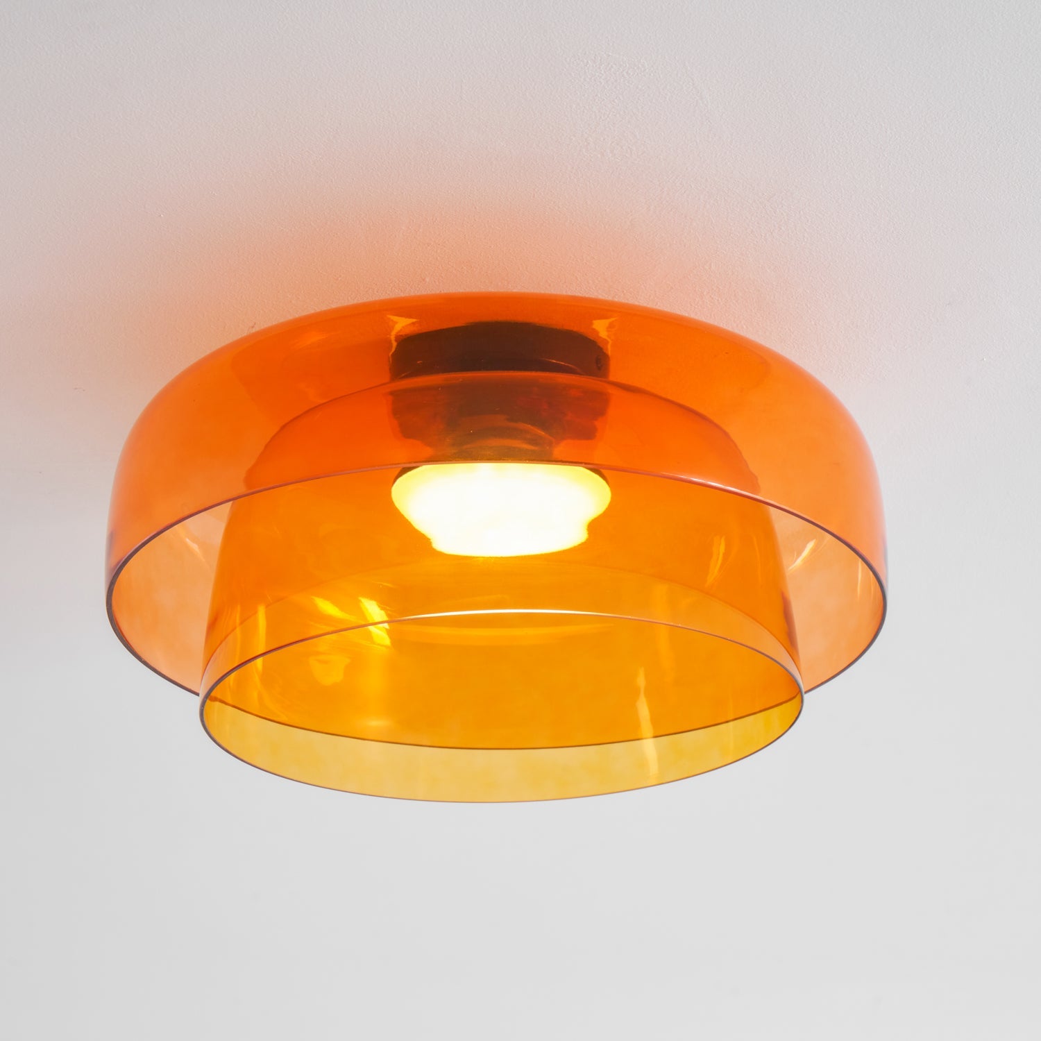 Ceiling Light Glass Metal 16.5 in Layered LED Indoor Living Room Bedroom Flush Mount Fixture | Thomler